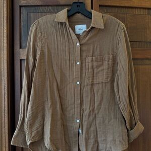 Rails linen shirt Brown and white Button-Up Shirt deal